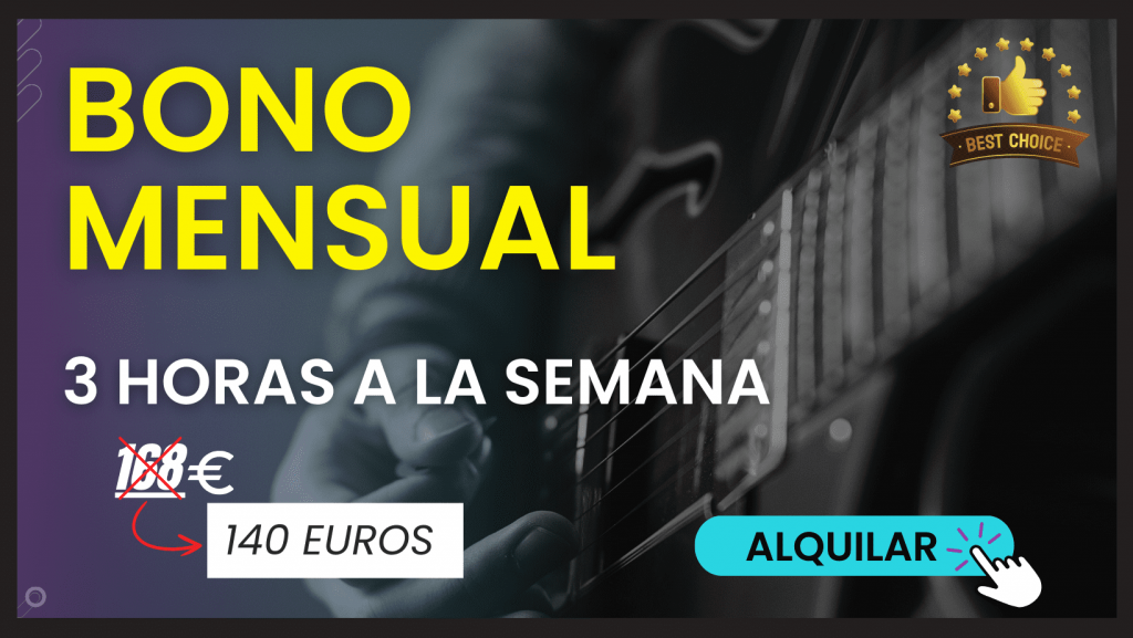 Promoción de Bono Mensual B de UrbanStart: 3 horas a la semana de ensayo en local equipado de Madrid por solo 140 euros.